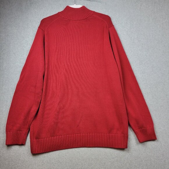 LL Bean Sweater Mens Size XL Double L Quarter Zip Red Knit 1/4 Zip Cotto… - Picture 4 of 10